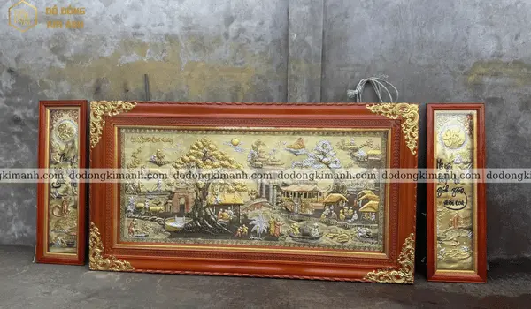Tranh đồng quê kết hợp đôi tranh cha mẹ