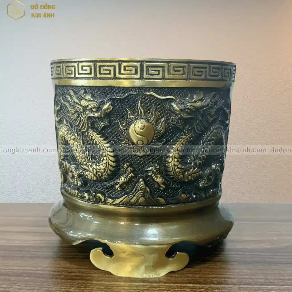 Bát hương đồng màu hun giả cổ