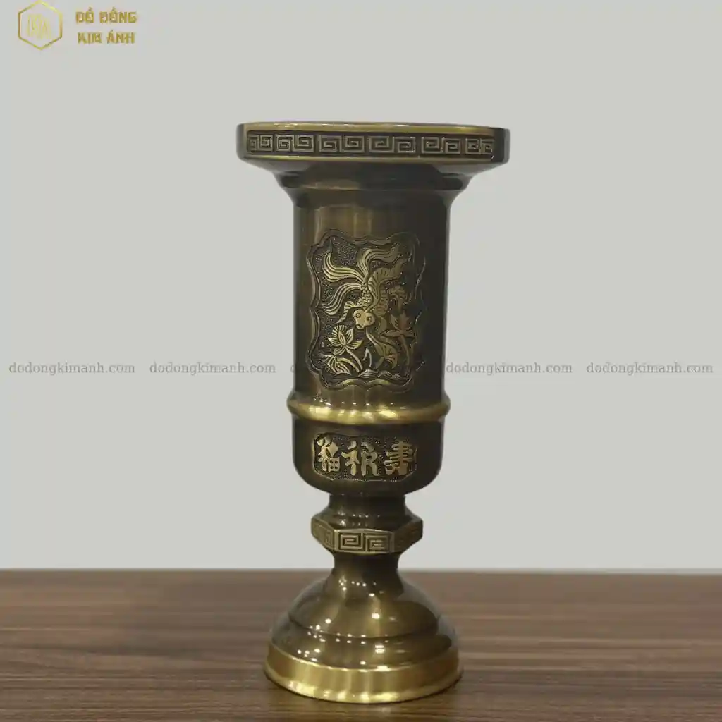 Ống hương đồng màu hun giả cổ chất liệu đồng cattut