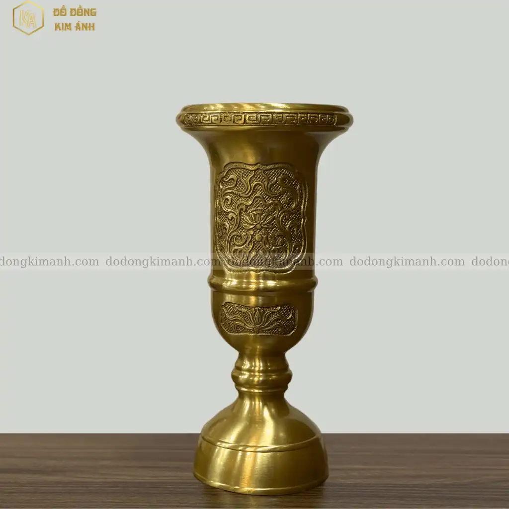 Ống hương đồng vàng mộc chất liệu đồng cattut